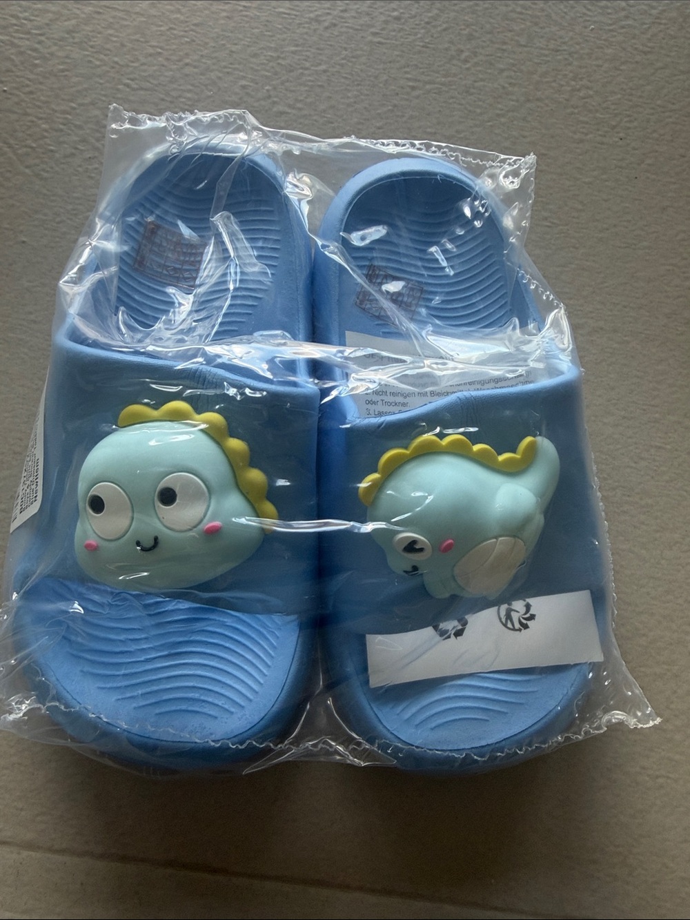 Kids Blue Dino Slip-On Sandals